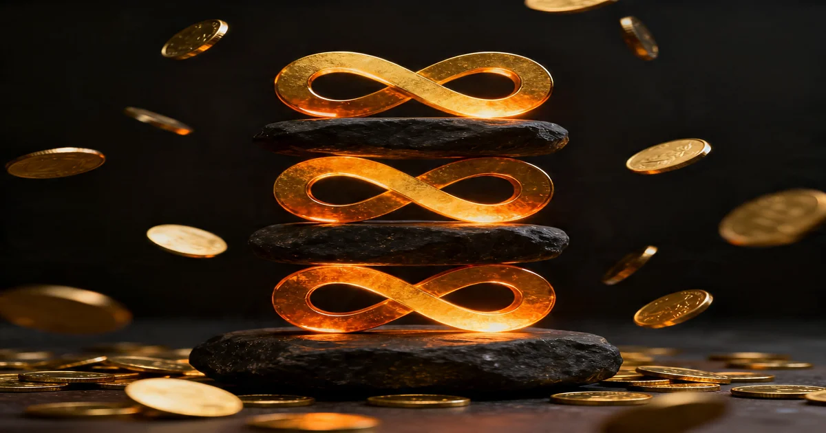 Golden number 888 glowing against a deep violet starfield, representing abundance and karmic reward